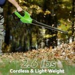 Leaf Blower Cordless with 4.0Ah Battery and Charger, 135MPH 170CFM High Speed Leaf Blower with 2 Tube, 20V Electric Leaf Cleaner, Lightweight Handheld Small Blower for Car, Garden, House, Depot, Green