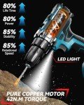 Drill, Cordless Drill with Dual 2.0Ah Battery, Electric Drills 3/8 Inch Chuck 370 In-lbs, 25+1 Torque Power Scewdriver Set with Battery and Charger, 2 Speed LED Light 27 Accessories