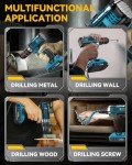 Drill, Cordless Drill with Dual 2.0Ah Battery, Electric Drills 3/8 Inch Chuck 370 In-lbs, 25+1 Torque Power Scewdriver Set with Battery and Charger, 2 Speed LED Light 27 Accessories
