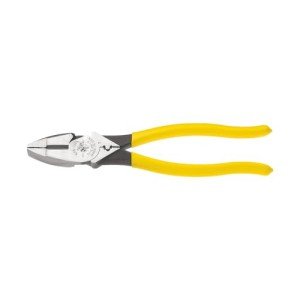 Klein Tools D213-9NE-CR Lineman's Crimping Pliers, Made in USA, Streamlined High-Leverage Design Made of Induction Hardened Steel, 9-Inch