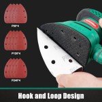HYCHIKA Detail Sander Tool with Vacuum Attach, 13,000 OPM, 1.2A Electric Palm Sander with 12 Pcs Sandpapers, Upraged Dust Collection System, Compact Design for Tight Spaces Sanding and Paint Removing