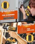 Drill, Cordless Drill with Dual 2.0Ah Battery, Electric Drills 3/8 Inch Chuck 370 In-lbs, 25+1 Torque Power Combi Screwdriver Set with Battery and Charger, 2 Speed LED Light 27 Accessories