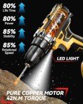 Drill, Cordless Drill with Dual 2.0Ah Battery, Electric Drills 3/8 Inch Chuck 370 In-lbs, 25+1 Torque Power Combi Screwdriver Set with Battery and Charger, 2 Speed LED Light 27 Accessories