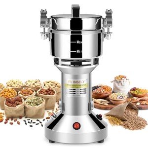 INSELY Grain Mill Grinder 150g High Speed Food Grain Mill Stainless Steel Seeds Flour Nut Pill Wheat Corn Herbs Spices & Seasonings Dry Grinder Electric Machine Grinder for Kitchen