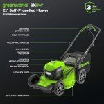 Greenworks 48V (2x24V) 21" Brushless Mower+12" String Trimmer+320CFM Blower,(2) 5.0Ah Batteries and 4A Dual Port Charger
