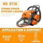 NEO-TEC NS872I 72cc Gas Chainsaw High-End Version, with NGK Spark Plug, Italian Ignition Coil, 24 Inch Chainsaw, 24" Chainsaw, Fit for 25 Inch, 28 Inch Bar, Gas Powered Chainsaw, Gasoline Chainsaw