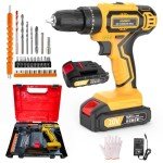 Aseboy Cordless Drill with Battery and Charger, 20V Electric Drill with 3/8" Keyless Chuck, 25+3 Torque Settings & Impact Mode for Drilling, Screwdriving, and Home Improvement(1Battery)