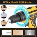 Aseboy Cordless Drill with Battery and Charger, 20V Electric Drill with 3/8" Keyless Chuck, 25+3 Torque Settings & Impact Mode for Drilling, Screwdriving, and Home Improvement(1Battery)