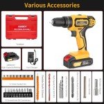 Aseboy Cordless Drill with Battery and Charger, 20V Electric Drill with 3/8" Keyless Chuck, 25+3 Torque Settings & Impact Mode for Drilling, Screwdriving, and Home Improvement(1Battery)