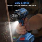 Cordless Drill Set, 20V Power Drill with Battery 2.0Ah and Charger, 3/8-Inch Keyless Chuck Electric Drill, 25+1 Torque, 42pcs Drill Driver Bits/Screws for DIY Projects (Blue)