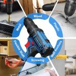 Cordless Drill Set, 20V Power Drill with Battery 2.0Ah and Charger, 3/8-Inch Keyless Chuck Electric Drill, 25+1 Torque, 42pcs Drill Driver Bits/Screws for DIY Projects (Blue)