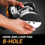 Cordless Orbital Sander: DEKOPRO 20V Random Orbit Sander, 5inch Power Palm Sander Electric Sanders Tool with Battery, Charger, Dust Collector, 16 Pcs Sanding Discs for Woodwroking
