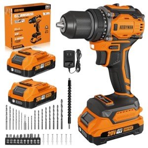 Alloyman 20V MAX Cordless Drill, Brushless Motor Design, 1800RPM, Max 531 In-lbs Torque, 3/8" Keyless Chuck, 21+1 Torque Settings, Power Drill Set for Drilling Concrete, Metal, Wood