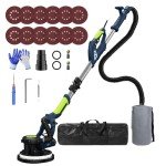 IMQUALI Drywall Sander with Vacuum Dust Collector(02/11/2025 Upgraded) 8-Amp Popcorn Ceiling Removal Tool with 7 Variable Speed 800-1800RPM, Extendable Handle, LED Light,12pcs Sanding Discs, Navy Blue