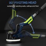 IMQUALI Drywall Sander with Vacuum Dust Collector(02/11/2025 Upgraded) 8-Amp Popcorn Ceiling Removal Tool with 7 Variable Speed 800-1800RPM, Extendable Handle, LED Light,12pcs Sanding Discs, Navy Blue