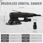 MAXXT Electric 5mm Random Orbital Sander Brushless 350W 3A Multi-function Variable Speed Electric Corded Orbital Sanders Machine with 10 Sanding Paper for Woodworking (R7303-5.0mmOrbit)