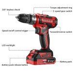 Power Drill Cordless: DEKO PRO Cordless Drill 20V Electric Power Drill Set Tool for Women Drills Cordless with Battery and Charger Drill Driver 20 Volt Drill Driver Kit Red