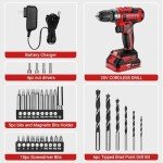 Power Drill Cordless: DEKO PRO Cordless Drill 20V Electric Power Drill Set Tool for Women Drills Cordless with Battery and Charger Drill Driver 20 Volt Drill Driver Kit Red