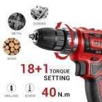 Power Drill Cordless: DEKO PRO Cordless Drill 20V Electric Power Drill Set Tool for Women Drills Cordless with Battery and Charger Drill Driver 20 Volt Drill Driver Kit Red
