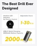 HOTO Cordless Brushless Drill Tool Set, Variable Speed, Hidden Buckle, Unique LED Screen, Intelligent Digital Display, Safe, Exquisite & Practical, High-end Drill Kit for Home/Daily Use