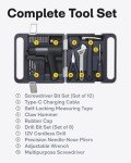 HOTO Cordless Brushless Drill Tool Set, Variable Speed, Hidden Buckle, Unique LED Screen, Intelligent Digital Display, Safe, Exquisite & Practical, High-end Drill Kit for Home/Daily Use