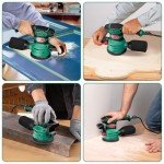 Orbital Sander 3.8Amp 450W, HYCHIKA 6 Variable Speeds Double Handle Palm Random Orbit Power Sander, 5-Inch Electric Sander with 20pcs Sandpapers, Dust Collector for Woodworking