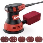 DCK Random Orbital Sander, 3.0 AMP Corded Palm Sander, 6 Speeds Max 12,000 OPM, 5-Inch with 10 pcs Sandpapers, Dust Bag, Low Vibration, Drywall Sander for Woodworking, Decoration Furniture (KSA125)