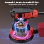 DCK Random Orbital Sander, 3.0 AMP Corded Palm Sander, 6 Speeds Max 12,000 OPM, 5-Inch with 10 pcs Sandpapers, Dust Bag, Low Vibration, Drywall Sander for Woodworking, Decoration Furniture (KSA125)