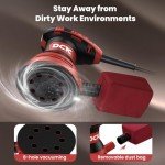 DCK Random Orbital Sander, 3.0 AMP Corded Palm Sander, 6 Speeds Max 12,000 OPM, 5-Inch with 10 pcs Sandpapers, Dust Bag, Low Vibration, Drywall Sander for Woodworking, Decoration Furniture (KSA125)