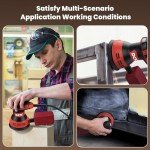 DCK Random Orbital Sander, 3.0 AMP Corded Palm Sander, 6 Speeds Max 12,000 OPM, 5-Inch with 10 pcs Sandpapers, Dust Bag, Low Vibration, Drywall Sander for Woodworking, Decoration Furniture (KSA125)