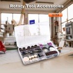 141pcs Rotary Tool Accessories Kit - GOXAWEE 1/8-inch Shank All Purpose Power Tool Accessory Set Universal Fitment for Easy Drilling Sawing Sanding Grinding Polishing