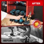 Saker Power Tool Organizer Wall Mount, Power Tool Organizer with Charging Station, 3-Layer, 8 Outlets, 4 Drill Holders, 3 Hooks, Drill Bit Rack, Screwdriver Rack for Garage, Workshop, Home