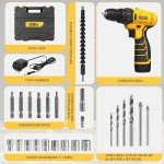 DELI 12V Cordless Drill Set, 2.0Ah Battery with Charger, 3/8'' Keyless Chuck, 18+1 Torque Settings, Electric Mini Drill for Home Improvement