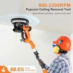Drywall Sander, 1000W Popcorn Ceiling Removal Tool, Automatic Drywall Sander with Vacuum Dust Collection, LED Light, 6 Variable Speed 800-2200RPM,15Pcs Sanding Discs, Foldable & Extendable Handle