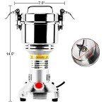 Homend High Speed 500g Electric Grain Mill Grinder Powder Machine Spice Herb Grinder 2500W 70-300 Mesh 36000RPM Stainless Steel Commercial Grade for Kitchen Herb Spice Pepper Coffee (500g)