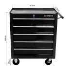 nifoti 5-Drawer Tool Cart on Wheels, Rolling Tool Chest Storage, Trolley Organizer for Garage, Warehouse, Workshop, Repair Shop (5 Large Drawers-29.3"H-Black)