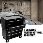 nifoti 5-Drawer Tool Cart on Wheels, Rolling Tool Chest Storage, Trolley Organizer for Garage, Warehouse, Workshop, Repair Shop (5 Large Drawers-29.3"H-Black)
