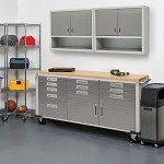 Seville Classics UltraHD Heavy Duty Rolling Cabinet Workbench Table w/Solid Wood Top, Workstation for Garage, Warehouse, Office, Workshop, 77" W x 20" D x 37.5" H, Granite, 11-Drawer