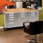 Seville Classics UltraHD Heavy Duty Rolling Cabinet Workbench Table w/Solid Wood Top, Workstation for Garage, Warehouse, Office, Workshop, 77" W x 20" D x 37.5" H, Granite, 11-Drawer