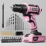 Pink Cordless Drill Set, 20V Electric Power Drill for Women, Lightweight Electric Screwdriver Driver with Battery & Charger, 3/8" Keyless Chuck, Womens Tool Kit for House