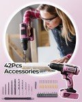 Pink Cordless Drill Set, 20V Electric Power Drill for Women, Lightweight Electric Screwdriver Driver with Battery & Charger, 3/8" Keyless Chuck, Womens Tool Kit for House