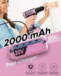 Pink Cordless Drill Set, 20V Electric Power Drill for Women, Lightweight Electric Screwdriver Driver with Battery & Charger, 3/8" Keyless Chuck, Womens Tool Kit for House