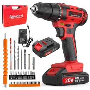 20V Power Drill Cordless, Cordless Drill with Battery and Charger with Torque 30N, Impact Function, 3/8-Inch Keyless Chuck for Screwdriving and Drilling (Battery×1)