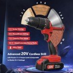 20V Power Drill Cordless, Cordless Drill with Battery and Charger with Torque 30N, Impact Function, 3/8-Inch Keyless Chuck for Screwdriving and Drilling (Battery×1)