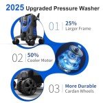 Zelonpro 2025 Upgraded Electric Pressure Washer - 4500 PSI 3.0 GPM Power Washer with 35FT Cord, 20FT Hose, 4 Anti-Tipping Lockable Wheels, 4 Nozzles and Foam Cannon for Cars, Garage, Driveway