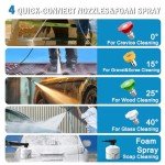 Zelonpro 2025 Upgraded Electric Pressure Washer - 4500 PSI 3.0 GPM Power Washer with 35FT Cord, 20FT Hose, 4 Anti-Tipping Lockable Wheels, 4 Nozzles and Foam Cannon for Cars, Garage, Driveway