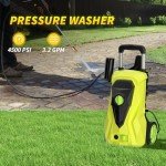 Electric Pressure Washer 4550 PSI Max 3.2 GPM Portable Power Washer with 4 Quick Connect Nozzles&Foam Cannon, 25 Foot Hose,16.5 Foot Power Cord, for Cars, Driveways, Patios, Home and Floor Cleaning