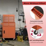 Goplus Tool Chest, 5 Drawers Rolling Tool Cabinet with Detachable Top Toolbox, Universal Lockable Wheels, Lock Bar, Protective Liner & Tool Rack, Metal Tool Storage Cart, Tool Box for Garage Workshop