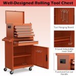 Goplus Tool Chest, 5 Drawers Rolling Tool Cabinet with Detachable Top Toolbox, Universal Lockable Wheels, Lock Bar, Protective Liner & Tool Rack, Metal Tool Storage Cart, Tool Box for Garage Workshop