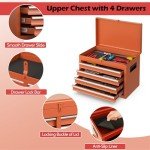 Goplus Tool Chest, 5 Drawers Rolling Tool Cabinet with Detachable Top Toolbox, Universal Lockable Wheels, Lock Bar, Protective Liner & Tool Rack, Metal Tool Storage Cart, Tool Box for Garage Workshop